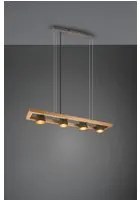 Lampadario Sospensione Rettangolare 4 Spot Orientabili Legno E Metallo Nichel Bell Trio Lighting