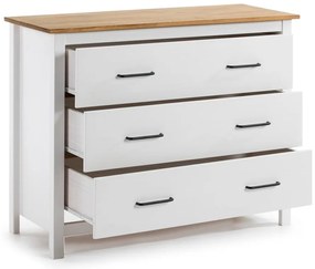 Cassettiera bassa bianca in legno di pino 100x80 cm Miranda - Marckeric