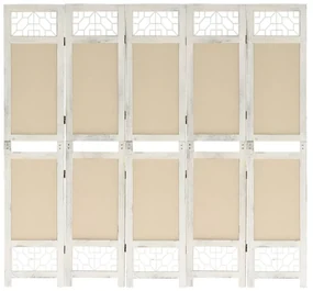 Divisorio A 5 Pannelli Crema 175x165 Cm İn Tessuto /
