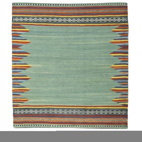 Kilim Tappeto 90 x 90 Verde (Iran) Tessuto A Mano