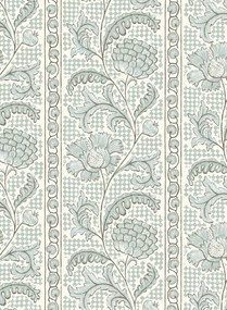 Josephine Munsey Carta da parati Floral Check - Barton Blue and Cotswold White