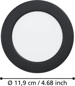 Eglo 901413-LED Lampada da incasso per controsoffitto per bagno FUEVA LED/6,3W/230V Ø 11,9 cm IP44 nero