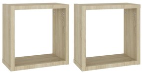 Mensole da parete a cubo 2 pz rovere sonoma 30x15x30 cm