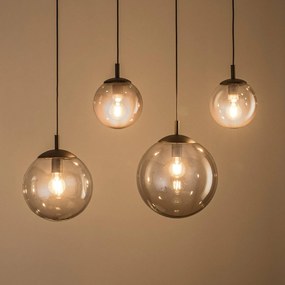 TK Lighting Lampada a sospensione Esme, vetro, grafite-trasparente, a 4 luci, lineare