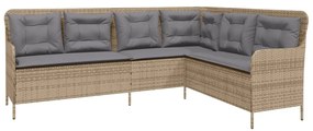 Set divani da giardino 2 pz con cuscini beige in polyrattan