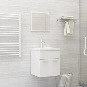 Set Mobili Da Bagno 2 Pz Bianco İn Legno Multistrato /