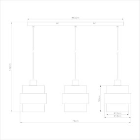Lampadario a sospensione con cavo VALENTINO 3xE27/15W/230V beige/trasparente