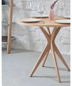 Tavolo da pranzo rotondo con piano effetto frassino allungabile 45x90 cm Jubi – Ragaba