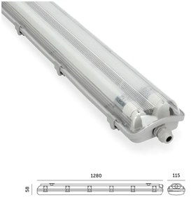 Brilagi -Lampada fluorescente tecnica LED OPTIMA T8 2xG13/18W/230V 4000K IP65 128 cm