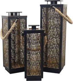 MIDORI - set di 3 lanterne in acciaio