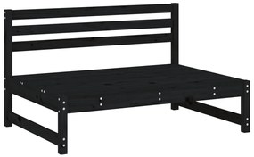 Set salotto da giardino 2 pz nero in legno massello di pino