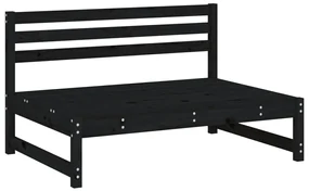 Set salotto da giardino 2 pz nero in legno massello di pino