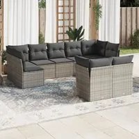 Set Divano da Giardino 9 pz con Cuscini Grigio in Polyrattancod mxl 115849