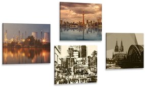 Set di quadri – Città industriale con astrazione