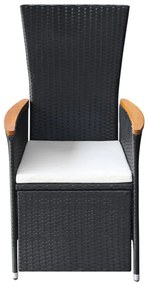 Set da pranzo da giardino 9 pz con cuscini nero