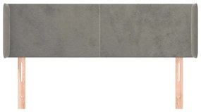 Testiera ad orecchio grigio chiaro 147x16x78/88 cm in velluto