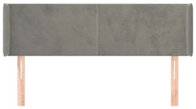 Testiera ad orecchio grigio chiaro 147x16x78/88 cm in velluto
