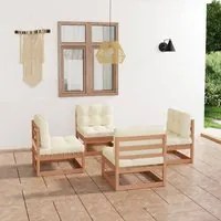 Set Divani da Giardino 4 pz con Cuscini Legno Massello Pino cod mxl 44674