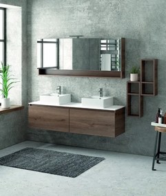 Composizione bagno sospesa 155cm , composta da mobile, specchio contenitore e due pensili SP-155C - KAMALU