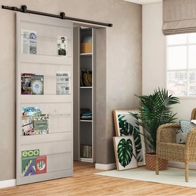 Porta scorrevole Storage in alluminio bianco, L 96 x H 215 cm, con binario Loft nero Reversibile