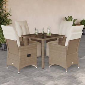 Set Da Bistrò Da Giardino 5 Pz Con Cuscini Beige İn Polyrattan /