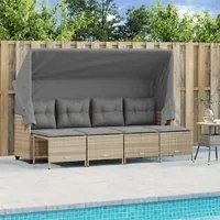 Set Divano da Giardino 5 pz con Cuscini Beige in Polyrattan 3261542