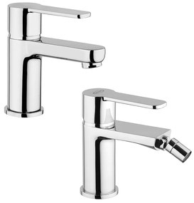 Set miscelatori lavabo + bidet Jacuzzi   rubinetteria Eolo ottone cromato per piletta click clack