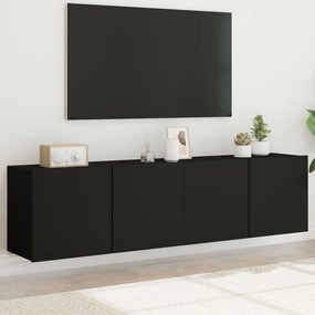 Mobili Tv A Parete 2pz Neri 80x30x41 Cm /