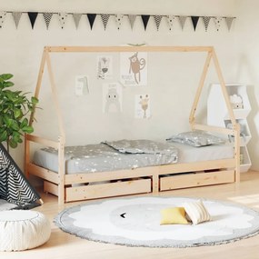 Giroletto bambini con cassetti 90x200 cm legno massello di pino