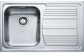 Lavello integrato 1 vasca con gocciolatoio a destra FRANKE Logica Line inox L 50 x L 79 cm argento