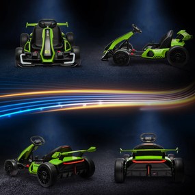 Go Kart Elettrico per Bambini 24V 12km/h con Seggiolino Regolabile Verde...