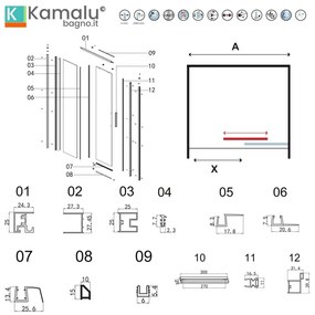 Kamalu - Porta doccia 130 cm scorrevole vetro 6 mm altezza 200h | KLA4000C