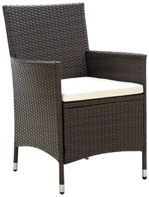 Sedie da giardino 2 pz con cuscini in polyrattan marrone