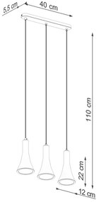 Sollux SL.1225 - Lampadario a sospensione con filo REA 3xE14/12W/230V calcestruzzo