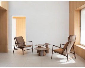 Poltrona in pelle nera e beige Dedo - Gazzda