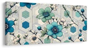 Quadro su tela – Combinazione di fiori e geometria