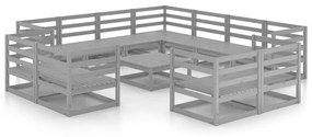 Set divani da giardino 12 pz grigio in legno massello di pino