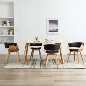 Sedie Da Pranzo 4 Pz Nere İn Legno Piegato E Similpelle /