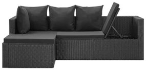 Set Divani da Giardino 4 pz Nero con Cuscini in Polyrattan