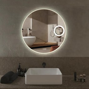 Specchio con illuminazione integrata completo di faretto bagno tondo Logos L 80 x H 80 x P 2.5 cm