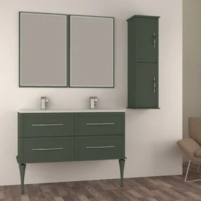 Mobile da bagno sotto lavabo BADEN HAUS TIFFANY verde opaco laccato opaco L 124 x H 55 x P 46 cm 2 cassetti, lavabo non incluso