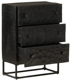 Cassettiera nera 55x30x76 cm in legno massello di mango e ferro