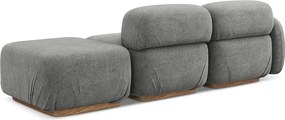Chaise lounge componibile grigia (con penisola a destra) con rivestimento in bouclé Ailani – Makamii
