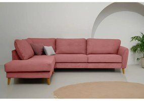 Divano angolare in velluto a coste rosa (angolo sinistro) Paris - Scandic