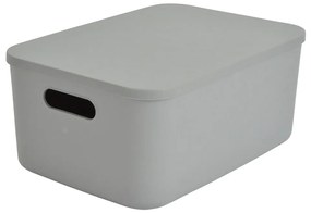Scatola con coperchio grigia in plastica 35,5x25,5x16 cm – Homéa