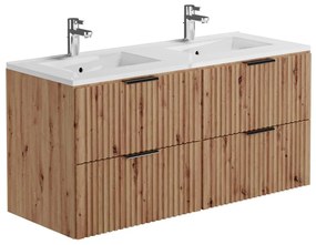 Mobile per bagno sospeso con scanalature e lavabo da incasso 120 cm Naturale chiaro - ZEVARA