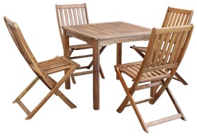 AARON - set tavolo in alluminio e teak cm 80 x 80 x 74 h con 4 sedie Dresda