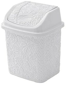 Pattumiera bagno in plastica bianca capienza 5,5 lt con coperchio basculante
