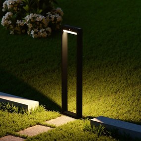 Paletto da giardino Solare Nero con Sensore di Mov. 80cm serie VELA Colore  Bianco Naturale 4.000K