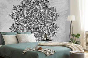 Carta da parati – Mandala con tocco antico in bianco e nero